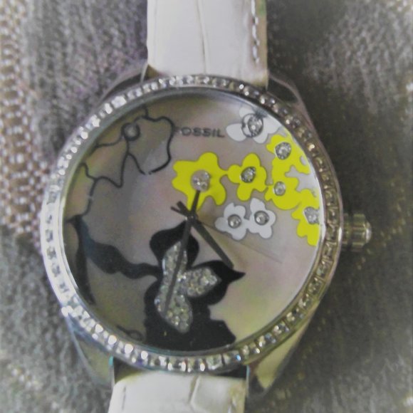 Fossil ES1958 Sparkly Black Yellow Floral Watch - Picture 3 of 3